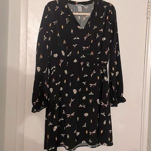 H&M Bug Print Black Dress